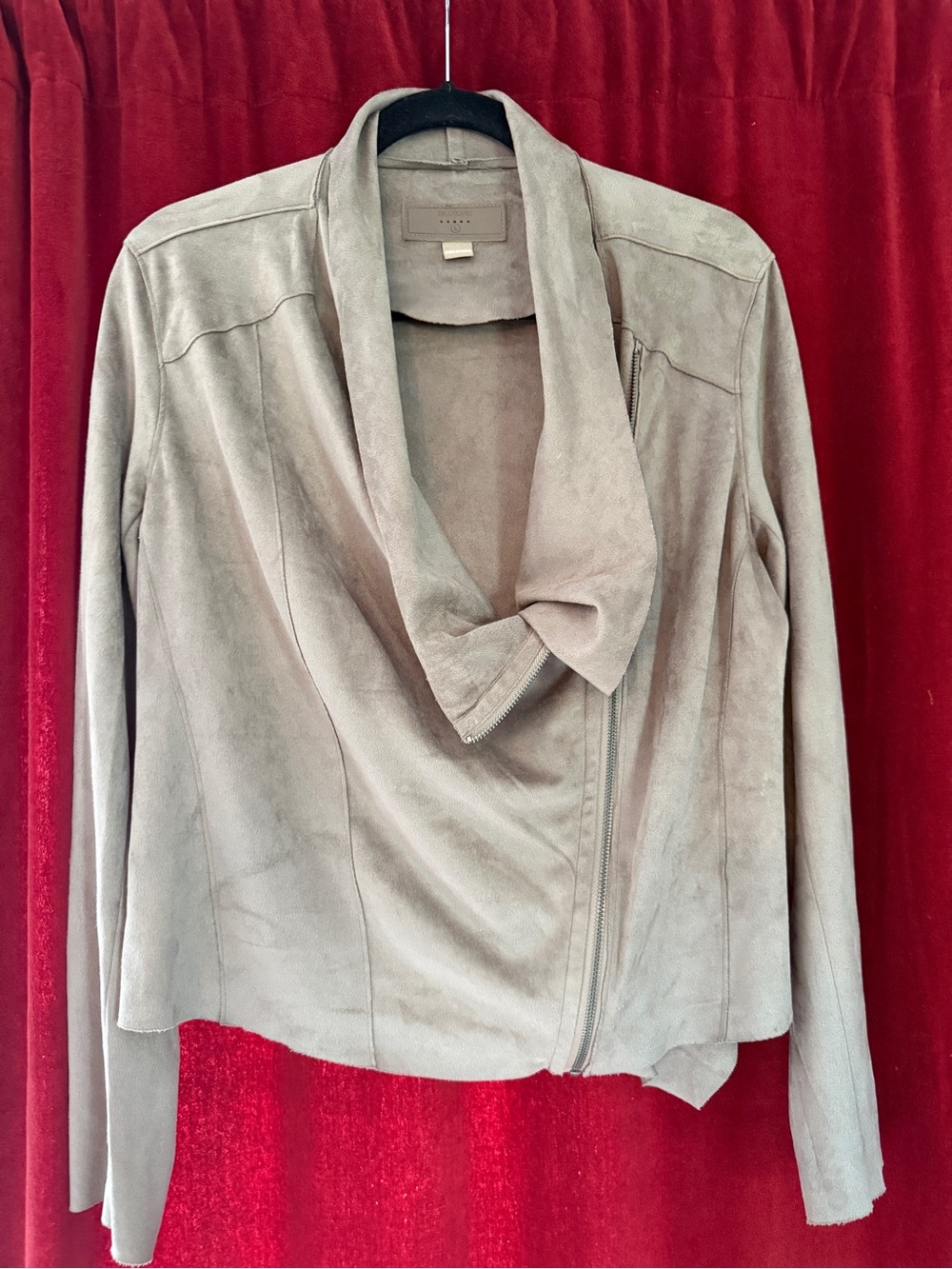 Blank NYC Taupe Draped Suede Jacket